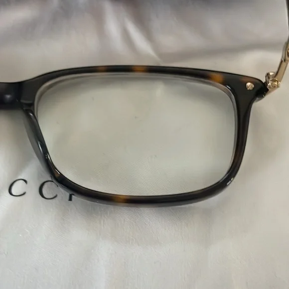 Gucci GG01120A 002 Havana/gold unisex rectangular eyeglasses w/ case & cloth - Picture 6 of 16